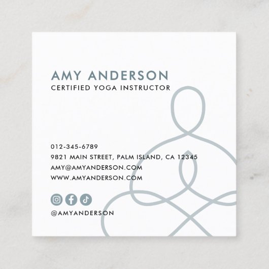 抽象芸術モダンヨガ/ウェルネス/瞑想 スクエア名刺 (裏面)