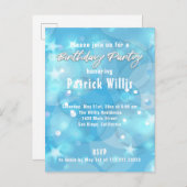 抽象芸術モダンライトブルー誕生日パーティー ポストカード (正面/裏面)