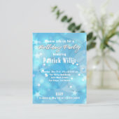 抽象芸術モダンライトブルー誕生日パーティー ポストカード (スタンド正面)