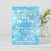 抽象芸術モダンライトブルー誕生日パーティー 招待状 (スタンド正面)