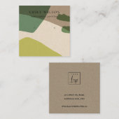 抽象芸術モダンライムグリーンクラフトイヤリングディスプレイ スクエア名刺 (正面/裏面)