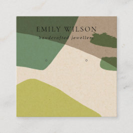 抽象芸術モダンライムグリーンクラフトイヤリングディスプレイ スクエア名刺