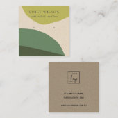 抽象芸術モダンライムグリーンクラフトイヤリングディスプレイ スクエア名刺 (正面/裏面)