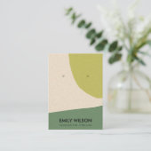 抽象芸術モダンライムグリーンクラフトイヤリングディスプレイ 名刺 (スタンド正面)