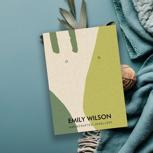 抽象芸術モダンライムグリーンクラフトイヤリングディスプレイ 名刺