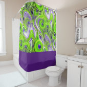 抽象芸術モダンライムグリーン、紫と黄 シャワーカーテン (インサイチュ)