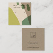 抽象芸術モダンライムグリーンKRAアートイヤリングディスプレイ スクエア名刺 (正面/裏面)