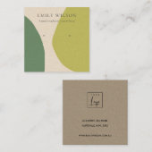 抽象芸術モダンライムグリーンKRAアートイヤリングディスプレイ スクエア名刺 (正面/裏面)