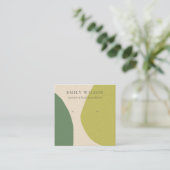 抽象芸術モダンライムグリーンKRAアートイヤリングディスプレイ スクエア名刺 (スタンド正面)