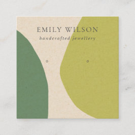 抽象芸術モダンライムグリーンKRAアートイヤリングディスプレイ スクエア名刺