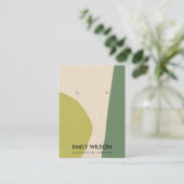 抽象芸術モダンライムグリーンKRAアートイヤリングディスプレイ 名刺 (スタンド正面)