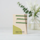 抽象芸術モダンライムグリーンKRAアートイヤリングディスプレイ 名刺 (スタンド正面)