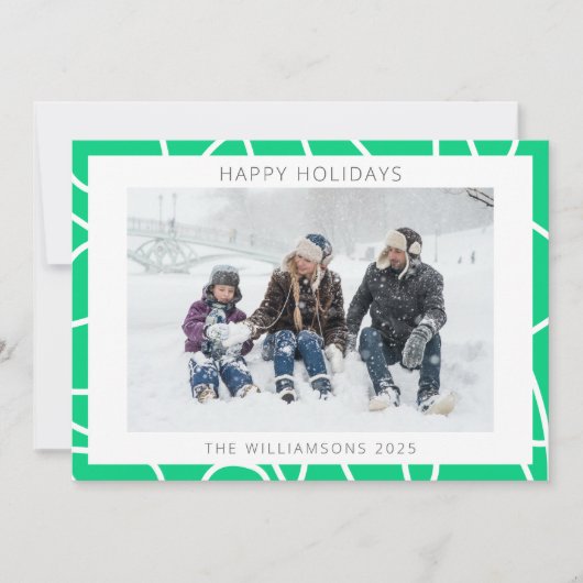 抽象芸術モダンラインアートイン緑カスタム写真 シーズンカード (正面)