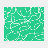 抽象芸術モダンラインアート（緑） |かわいい フリースブランケット (正面(横))