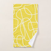抽象芸術モダンラインアートin黄色かわいい バスタオルセット (ハンドタオル)
