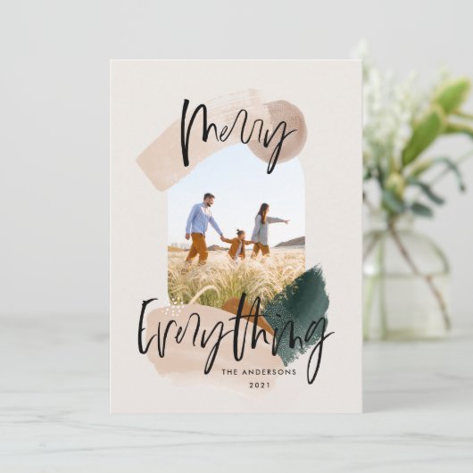 抽象芸術モダンラスト写真アーチのクリスマス休暇 案内状 (スタンド正面)