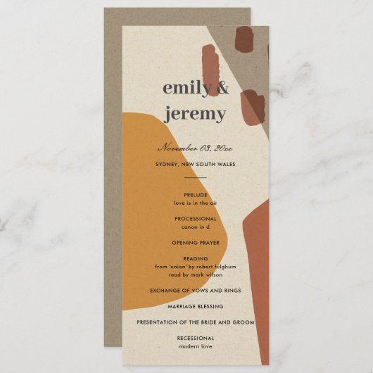 抽象芸術モダンラスト結婚アート式計画 メニュー (正面/裏面)