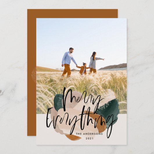 抽象芸術モダンラスト1写真クリスマスホリデーアン 招待状 (正面/裏面)