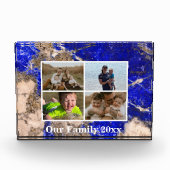 抽象芸術モダンラピスラズリブルーグラナイト フォトブロック (正面)