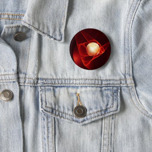 抽象芸術モダンレッドクリームファンタジーフラクタル 缶バッジ (インサイチュ)