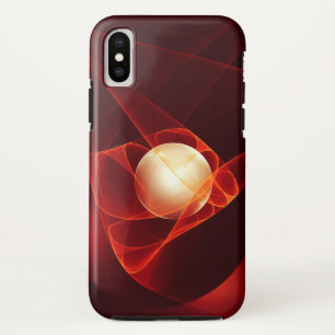 抽象芸術モダンレッドクリームファンタジーフラクタル iPhone X ケース