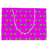 抽象芸術モダンレッドホットピンクホリークリスマス ラージペーパーバッグ (裏面)