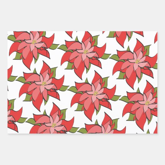 抽象芸術モダンレッドポインセティアホリデイ大事な行事 ラッピングペーパーシート (正面3)