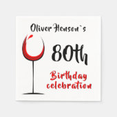 抽象芸術モダンレッドワイングラス80th誕生日パーティー スタンダードカクテルナプキン (正面)