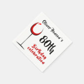 抽象芸術モダンレッドワイングラス80th誕生日パーティー スタンダードカクテルナプキン (角)