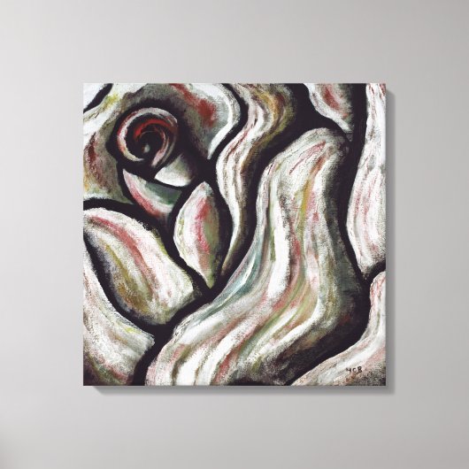 抽象芸術モダンレッド黒バラフラワーアート絵を描 キャンバスプリント (正面)