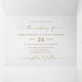 抽象芸術モダンワインレッド&金ゴールドウィンターウェディング 三つ折り招待状 (内部中)