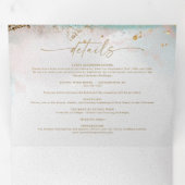 抽象芸術モダンワインレッド&金ゴールドウィンターウェディング 三つ折り招待状 (内部最初)