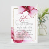 抽象芸術モダンヴィヴィヴィッドバーガンディピンク招待状 招待状 (スタンド正面)