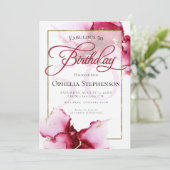 抽象芸術モダンヴィヴィヴィッドバーガンディピンク誕生日 招待状 (スタンド正面)