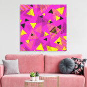 抽象芸術モダン三角形パープルイエローブラック キャンバスプリント (インサイチュ (リビング))