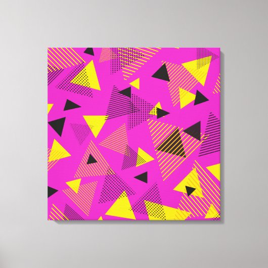 抽象芸術モダン三角形パープルイエローブラック キャンバスプリント (正面)