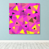 抽象芸術モダン三角形パープルイエローブラック キャンバスプリント (インサイチュ (ウッドフロア))