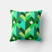 抽象芸術モダン三角形、エメラルドグリーンとアクア クッション (裏面)