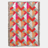 抽象芸術モダン三角形、オレンジ、明るい赤紫色、およびGr スローブランケット (正面縦)