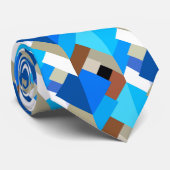 抽象芸術モダン三角形、コバルトブルーおよびブラウン ネクタイ (ロール)