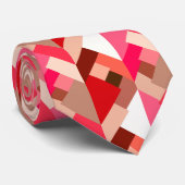 抽象芸術モダン三角形、コーラルレッドおよびピンク ネクタイ (ロール)