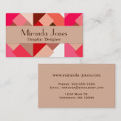 抽象芸術モダン三角形、コーラルレッドおよびピンク 名刺 (正面/裏面)