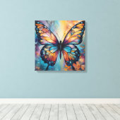 抽象芸術モダン入り組んだ渦巻き蝶デザイン キャンバスプリント (インサイチュ (ウッドフロア))