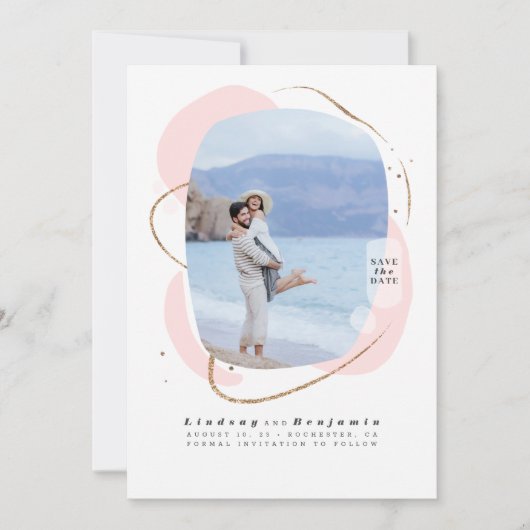 抽象芸術モダン写真を幾何学模様で保存 セーブザデート (正面)