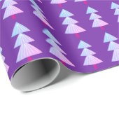 抽象芸術モダン冬クリスマスツリーパープルピンク ラッピングペーパー (ロールコーナー)