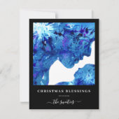 抽象芸術モダン出生水色クリスマス シーズンカード (正面)