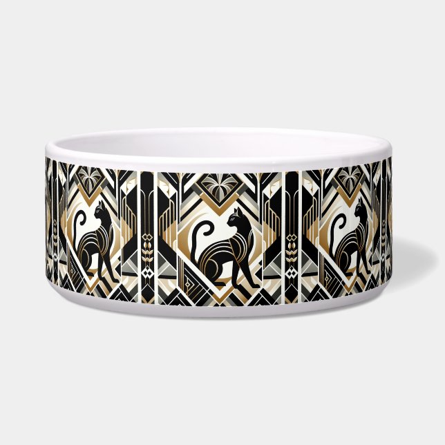 抽象芸術モダン加飾キャットセラミックペットボウル ボウル (正面)