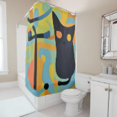 抽象芸術モダン化ブラックキャット シャワーカーテン (インサイチュ)