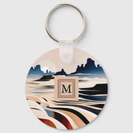 抽象芸術モダン南西部モノグラム キーホルダー