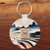 抽象芸術モダン南西部モノグラム キーホルダー (正面)